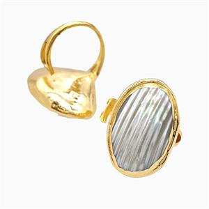 Gemstone Ring, Gold Plated, approx 20-28mm, 18mm dia
