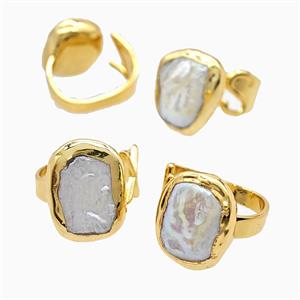 Gemstone Ring, Gold Plated, approx 17-21mm, 20mm dia