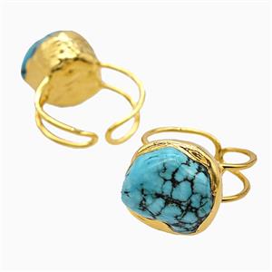 Gemstone Ring, Gold Plated, approx 22-25mm, 20mm dia