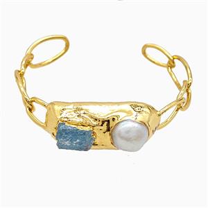 Gemstone Bracelet, Gold Plated, approx 15-35mm, 55-60mm dia