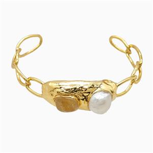 Gemstone Bracelet, Gold Plated, approx 15-35mm, 55-60mm dia