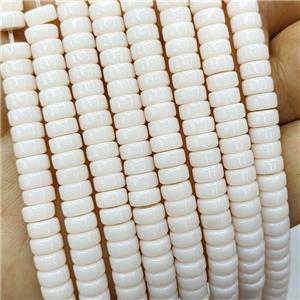 Beige Jadeite Glass Heishi Beads, approx 3-6mm
