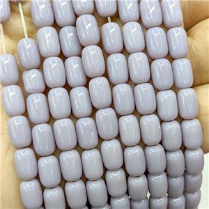 Gray Jadeite Glass Barrel Beads, approx 6-9mm
