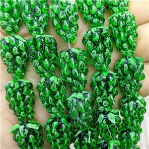 Lampwork Glass Grapes Beads Green, approx 14-22mm