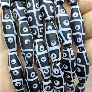 Tibetan Style Black Lampwork Glass Rice Beads Evil Eye Matte, approx 11-32mm