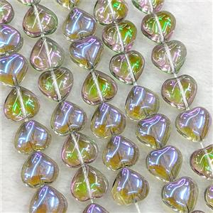 Crystal Glass Heart Beads Electroplated, approx 10mm, 41pcs per st