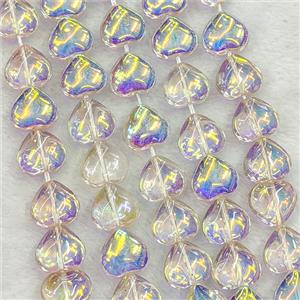 Crystal Glass Heart Beads Electroplated, approx 10mm, 41pcs per st