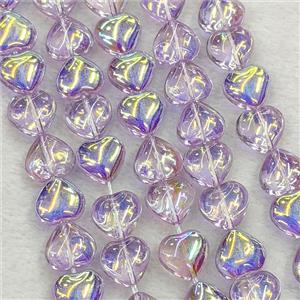 Crystal Glass Heart Beads Electroplated, approx 10mm, 41pcs per st