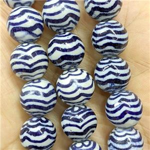 Porcelain Round Beads Blue Wave, approx 14mm, 27pcs per st