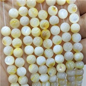 Yellow MOP Shell Beads Smooth Round, approx 7.8mm