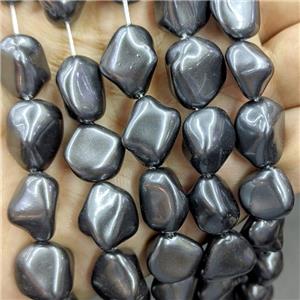 Pearlized Shell Beads Freeform Gray Dye, approx 10-15mm