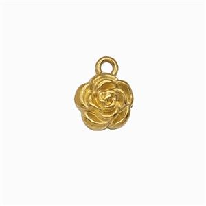 Stainless Steel Rose Flower Pendant Gold Plated, approx 7mm