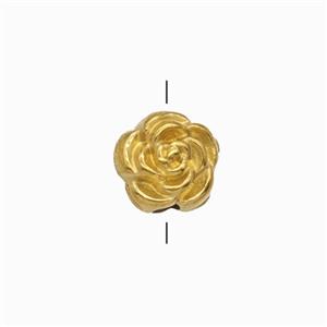 Stainless Steel Rose Flower Beads Gold Plated, approx 7mm