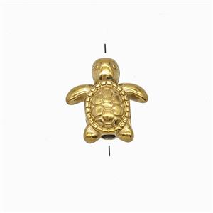 Stainless Steel Tortoise Beads Gold Plated, approx 9-10mm