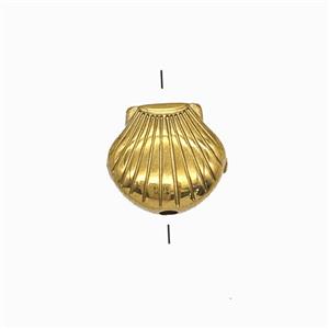 Stainless Steel Scallop Shell Beads Gold Plated, approx 9-9.5mm