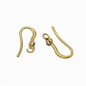 Stainless Steel Hook Earrings Pave Rhinestone Gold Plated, approx 7-16mm