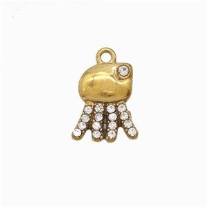 Stainless Steel Jellyfish Pendant Pave Rhinestone Gold Plated, approx 10-11.5mm