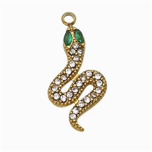 StainlessStainless Steel Snake Pendant Pave Rhinestone Gold Plated, approx 11-20mm