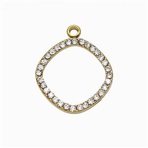Stainless Steel Circle Pendant Pave Rhinestone Gold Plated, approx 15mm