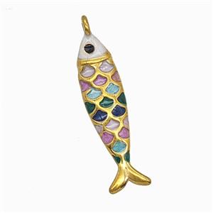 Stainless Steel Fish Pendant Multicolor Painted Gold Plated, approx 6-23mm