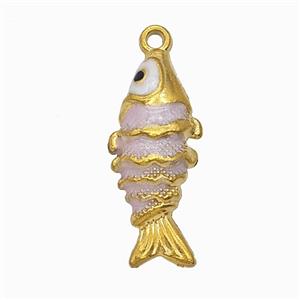 Stainless Steel Fish Pendant Lt.Pink Painted Gold Plated, approx 10-23mm