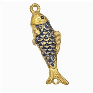Stainless Steel Fish Pendant Black Painted Gold Plated, approx 13-34mm
