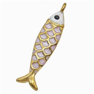 Stainless Steel Fish Pendant Silver Painted Gold Plated, approx 12-42mm