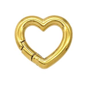 Stainless Steel Carabiner Clasp Heart Gold Plated, approx 17mm