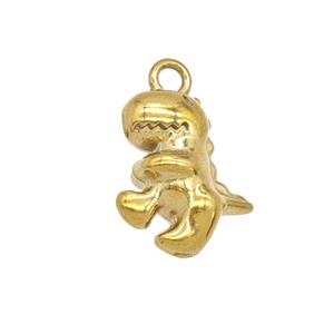 Stainless Steel Dinosaur Pendant Gold Plated, approx 12-14mm