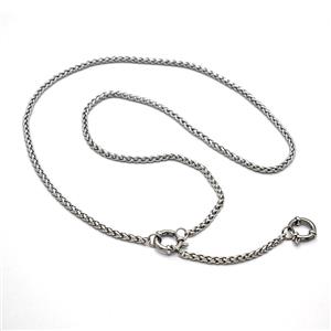 Stainless Steel Necklace, platinum plated, approx 3mm, 54cm length