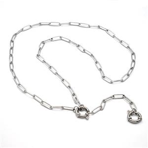 Stainless Steel Necklace, platinum plated, approx 4-12mm, 55cm length