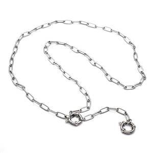 Stainless Steel Necklace, platinum plated, approx 4.5-10mm, 55cm length