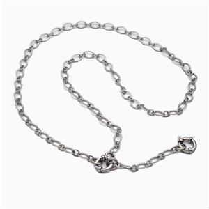 Stainless Steel Necklace, platinum plated, approx 6-9mm, 55cm length