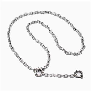 Stainless Steel Necklace, platinum plated, approx 5-7mm, 54cm length