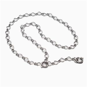 Stainless Steel Necklace, platinum plated, approx 8-11mm, 55cm length