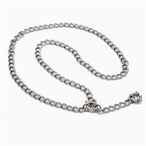 Stainless Steel Necklace, platinum plated, approx 6.5mm, 55cm length