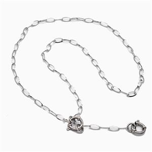 Stainless Steel Necklace, platinum plated, approx 4-10mm, 54cm length