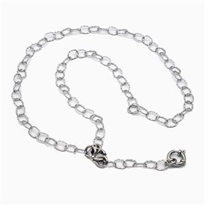 Stainless Steel Necklace, platinum plated, approx 6-9mm, 55cm length