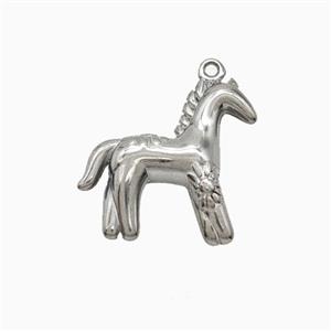 Raw Stainless Steel Horse Pendant, approx 20mm