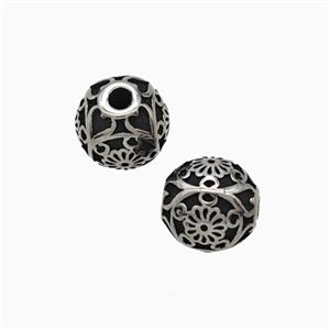 Stainless Steel Round Beads Antique Silver, approx 8mm