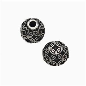 Stainless Steel Round Beads Antique Silver, approx 8mm