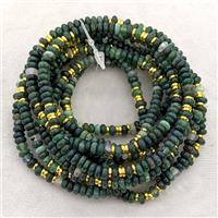 Natural Green Moss Agate Bracelets Stretchy Rondelle, approx 4mm