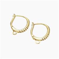 Copper Latchback Earrings Micropave Zirconia Gold Plated, approx 12-16mm