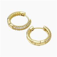 Copper Hoop Earrings Micropave Zirconia Gold Plated, approx 17mm dia