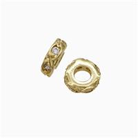 Copper Heishi Spacer Beads Pave Zirconia Gold Plated, approx 6mm