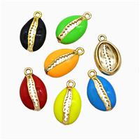 Copper Scallop Pendant Enamel Gold Plated Mixed, approx 9-13mm