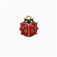 Copper Ladybug Pendant Red Enamel Gold Plated, approx 10mm