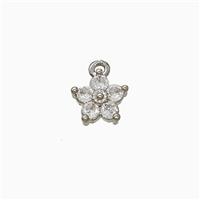 Copper Flower Pendant Pave Zirconia Platinum Plated, approx 8mm
