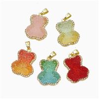 Resin Bear Copper Pendant Pave Zirconia Gold Plated Mixed, approx 13-18mm