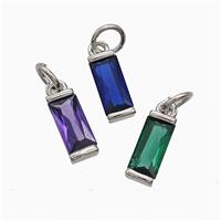 Cubic Zirconia Stick Pendant Copper Platinum Plated Mixed, approx 4-10mm